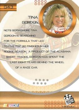 2004 Press Pass Optima - Gold #G43 Tina Gordon Back
