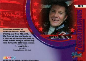 2004 Wheels American Thunder - Pushin Pedal #PP 3 Ward Burton Back