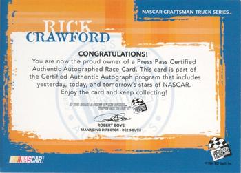 2005 Press Pass - Autographs #NNO Rick Crawford Back