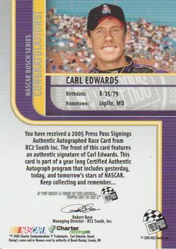 2005 Press Pass - Signings #NNO Carl Edwards Back