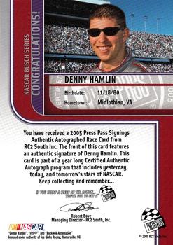 2005 Press Pass - Signings #NNO Denny Hamlin Back