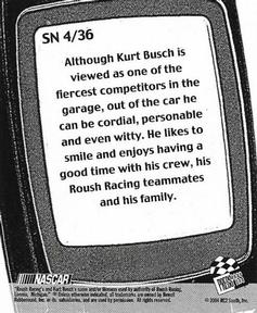 2005 Press Pass - Snapshots #SN 4 Kurt Busch Back