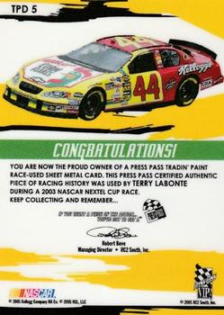 2005 Press Pass VIP - Tradin' Paint Drivers #TPD 5 Terry Labonte Back