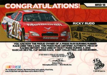 2006 Press Pass - Burning Rubber Drivers #BRD 15 Ricky Rudd Back