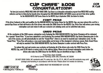 2006 Press Pass - Cup Chase #CCR 5 Kyle Busch Winner Back
