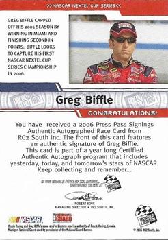 2006 Press Pass - Signings #NNO Greg Biffle Back
