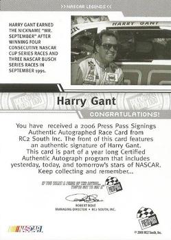 2006 Press Pass - Signings #NNO Harry Gant Back