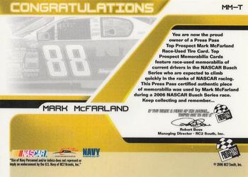 2006 Press Pass - Top Prospects Tires Silver #MM-T Mark McFarland Back