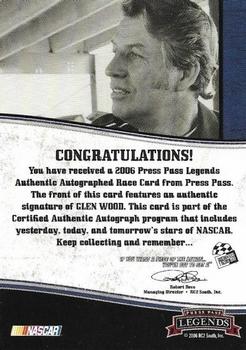 2006 Press Pass Legends - Autographs Blue #NNO Glen Wood Back