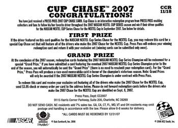2007 Press Pass - Cup Chase #CCR 11 Martin Truex Jr. Back