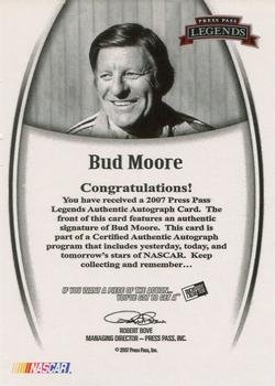 2007 Press Pass Legends - Autographs Inscriptions Black #NNO Bud Moore Back