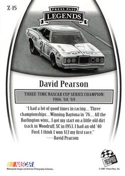 2007 Press Pass Legends - Bronze #Z-15 David Pearson Back