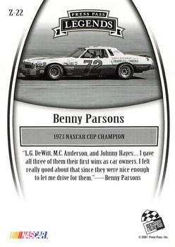 2007 Press Pass Legends - Bronze #Z-22 Benny Parsons Back
