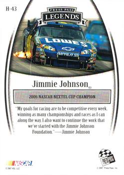 2007 Press Pass Legends - Holofoil #H-43 Jimmie Johnson Back