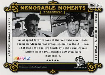 2007 Press Pass Legends - Memorable Moments Gold #MM 12 Bobby Allison/Donnie Allison Back