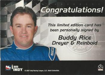 2007 Rittenhouse IRL - Autographs #NNO Buddy Rice Back