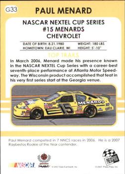 2007 Traks - Gold #G33 Paul Menard Back