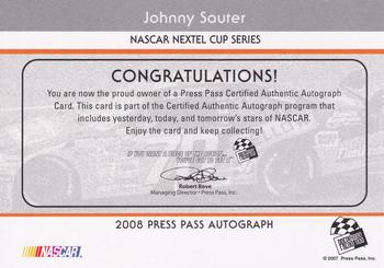 2008 Press Pass - Autographs #NNO Johnny Sauter Back