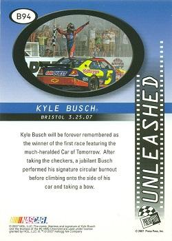 2008 Press Pass - Blue #B94 Kyle Busch's Car Back