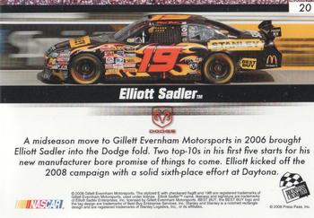 2008 Press Pass Speedway - Gold #20 Elliott Sadler Back