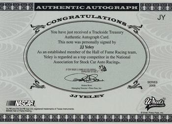 2008 Wheels American Thunder - Trackside Treasury Autographs #JY J.J. Yeley Back