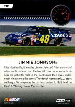 2009 Press Pass - Blue #210 Jimmie Johnson's Car Back