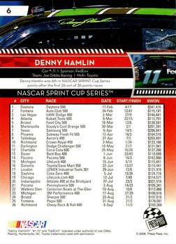 2009 Press Pass - Blue #6 Denny Hamlin Back
