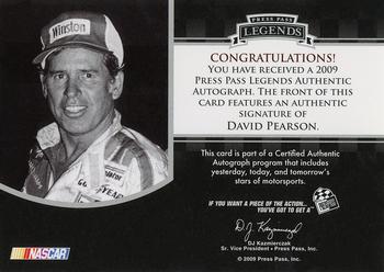 2009 Press Pass Legends - Autographs Inscriptions #NNO David Pearson Back