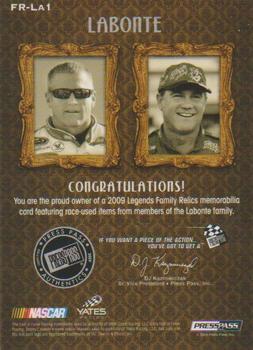 2009 Press Pass Legends - Family Relics Bronze #FR-La1 Terry Labonte / Bobby Labonte Back