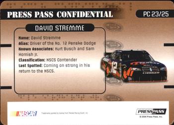 2009 Press Pass Stealth - Press Pass Confidential Confidential! #PC 23 David Stremme Back