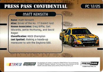 2009 Press Pass Stealth - Press Pass Confidential Confidential! #PC 12 Matt Kenseth Back