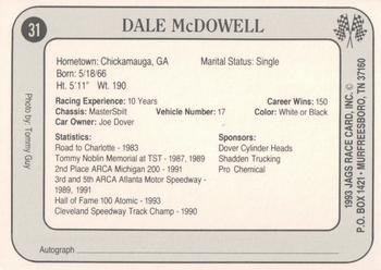 1993 Jags #31 Dale McDowell Back