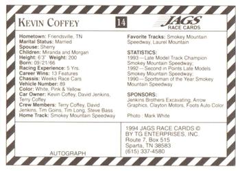 1994 Jags #14 Kevin Coffey Back