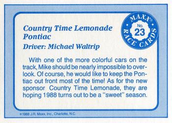 1988 Maxx #23 Michael Waltrip's Car Back