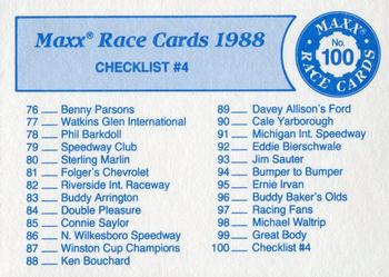 1988 Maxx #100 Checklist 4 Back