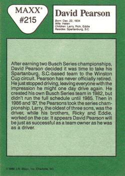 1989 Maxx #215 David Pearson Back