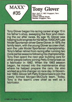 1989 Maxx #35 Tony Glover Back