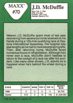 1989 Maxx #70 J.D. McDuffie Back