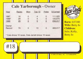 1990 Maxx #18 Cale Yarborough Back