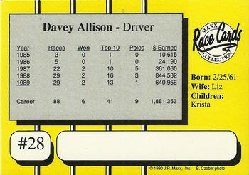 1990 Maxx #28 Davey Allison Back