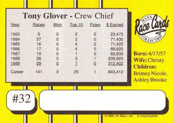 1990 Maxx #32 Tony Glover Back