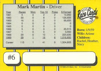 1990 Maxx #6 Mark Martin Back