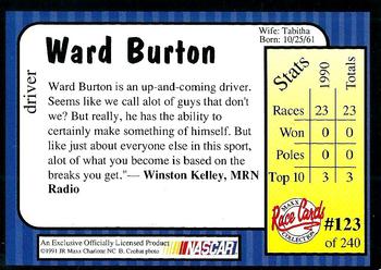 1991 Maxx #123 Ward Burton Back