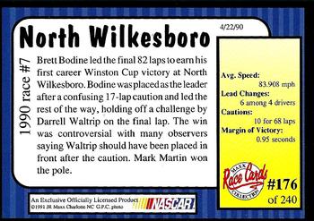 1991 Maxx #176 1990 Race #7-North Wilkesboro Back