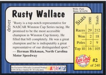 1991 Maxx #2 Rusty Wallace Back