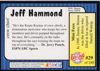 1991 Maxx #29 Jeff Hammond Back