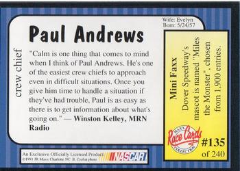 1991 Maxx #135 Paul Andrews Back