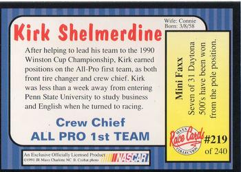 1991 Maxx #219 Kirk Shelmerdine Back