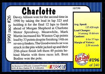 1991 Maxx #196 1990 Race #26-Charlotte Back