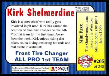 1991 Maxx #205 Kirk Shelmerdine Back